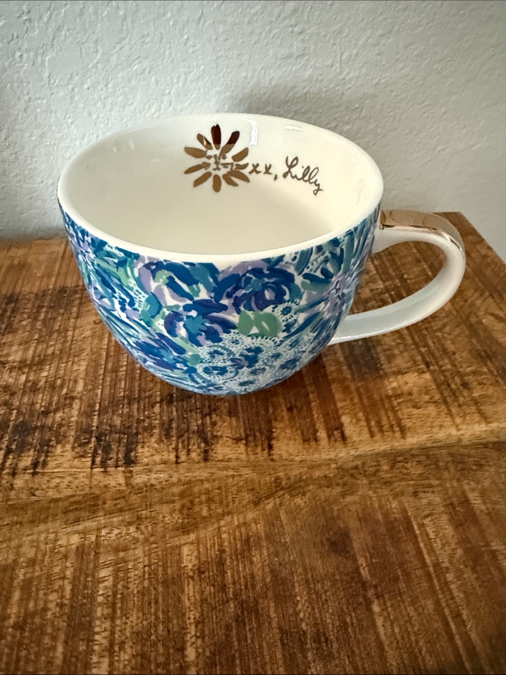 Lilly Pulitzer Blue, Green and White Floral Ceramic Mug